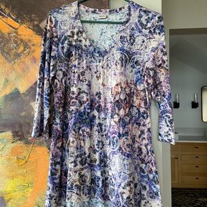 Tianello Purple and White Patterned Tunic or Dress